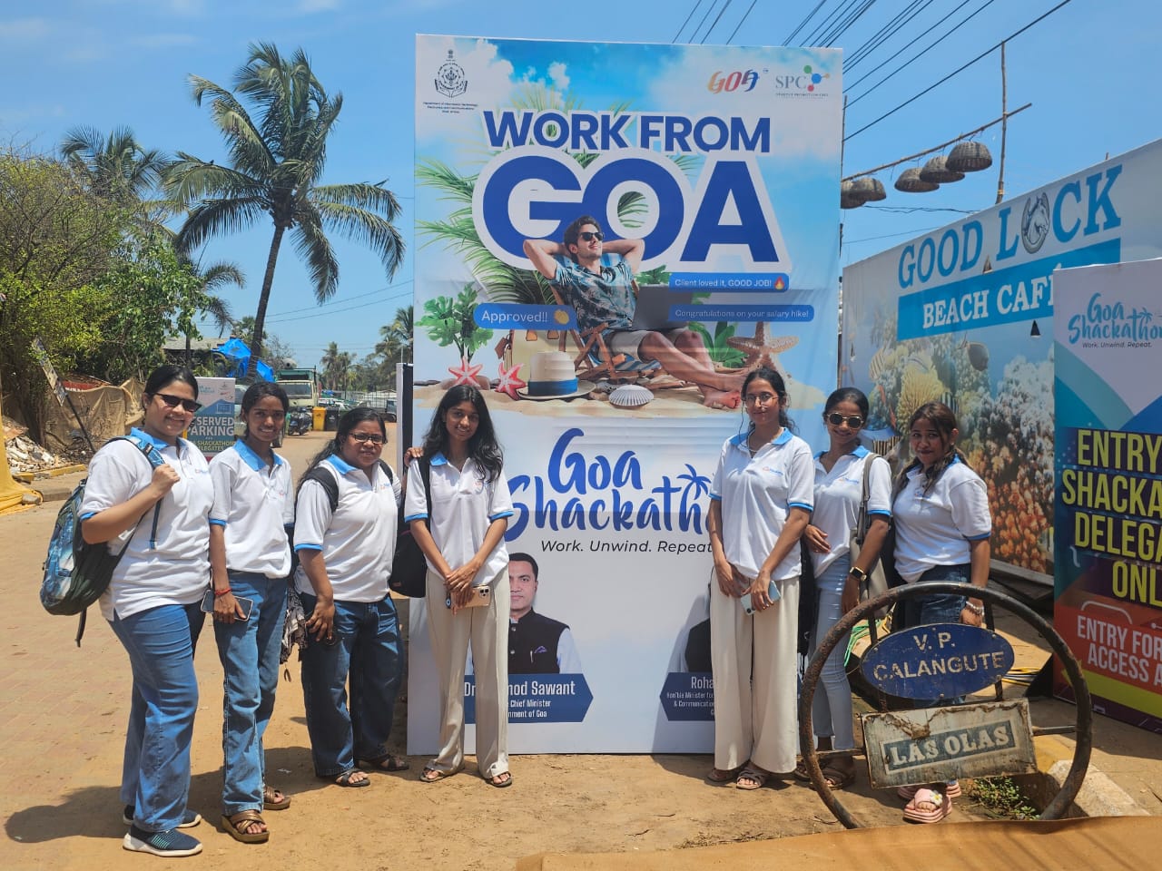 EduuAspire team standing at the Work From Goa Shackathon installation